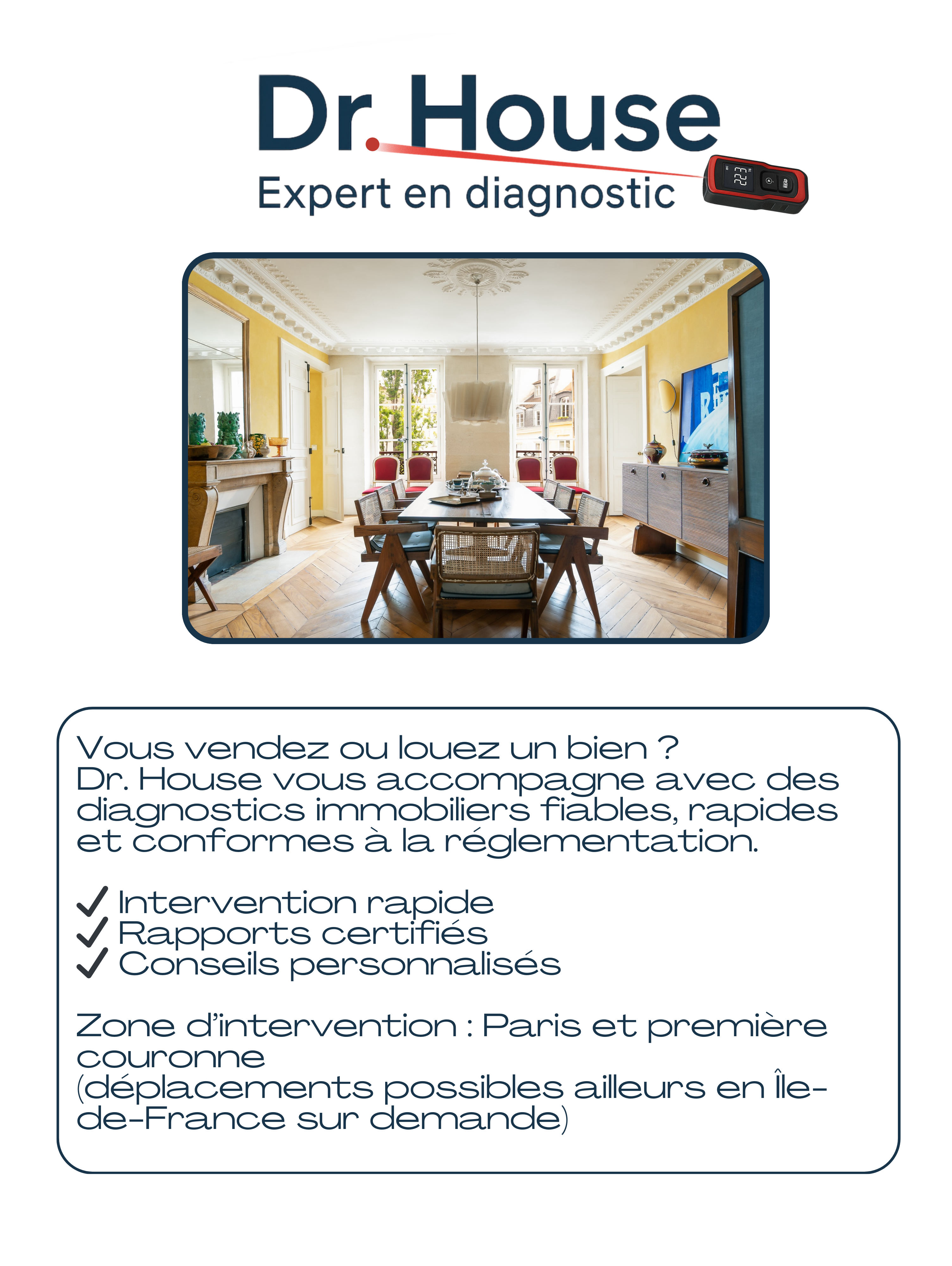 Diagnostic immobilier Paris Dr House Diagnostics DPE amiante plomb gaz électricité Victor Lévy
